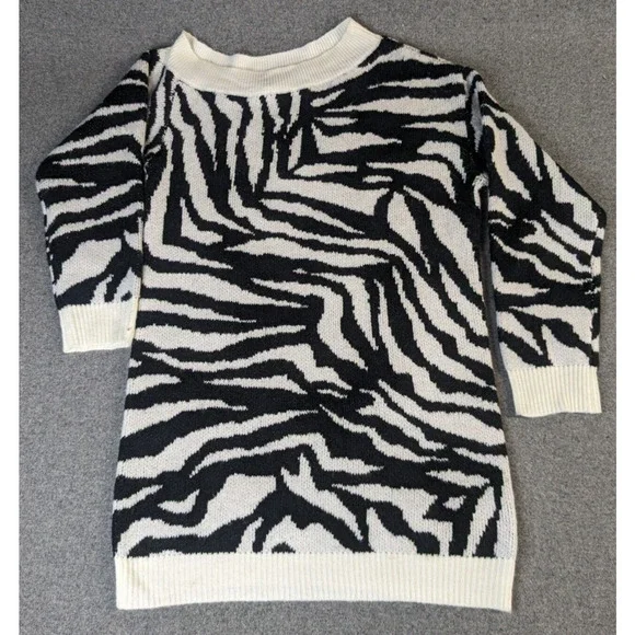 Steve Madden | Dresses | Steve Madden One Shoulder Jacquard Sweater Dress  Zebra Size M | Poshmark